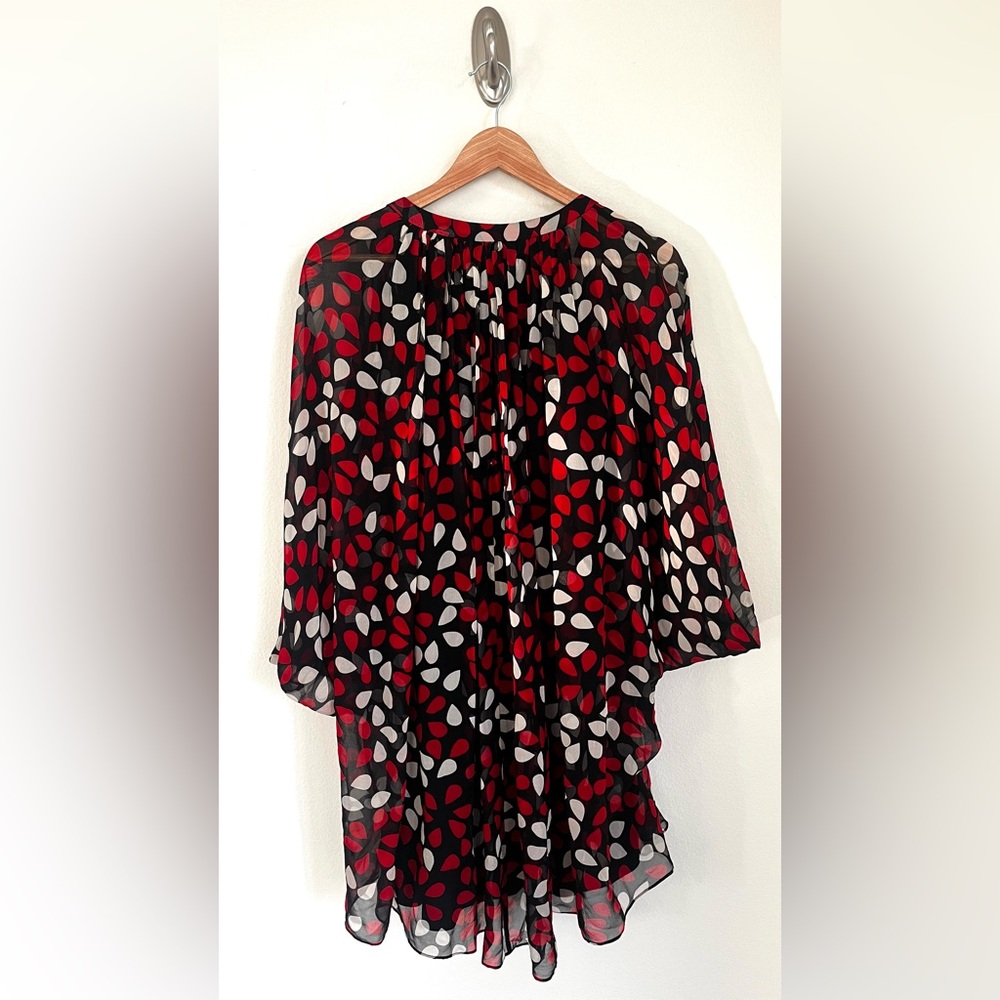 DIANE VON FURSTENBERG  Fleurette Silk Mini Dress Red White Floral Petals Sz. 4 - Picture 6 of 16